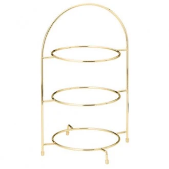 Utopia Gold Finish Stainless Steel 3 Tier Plate Stand 17" (43cm)
