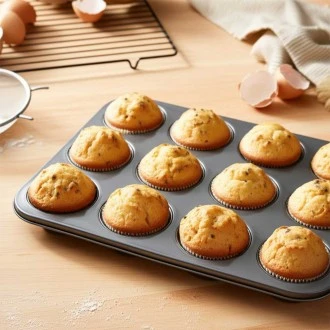 Neville Genware Carbon Steel Non-Stick 12 Cup  Professional Muffin Tray