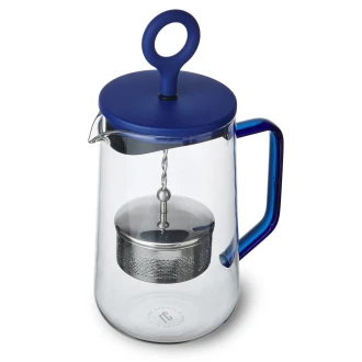 La Cafetière 'Gyro' 4 Cup Glass Spinning Tea Infuser with Blue Lid, 1.25L
