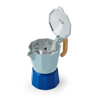 La Cafetière Venice 3 Cup Espresso Maker- Aluminium, Sky Blue, Two Tone