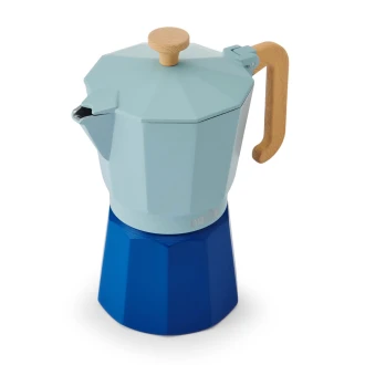 La Cafetière Venice 6 Cup Espresso Maker- Aluminium, Sky Blue, Two Tone