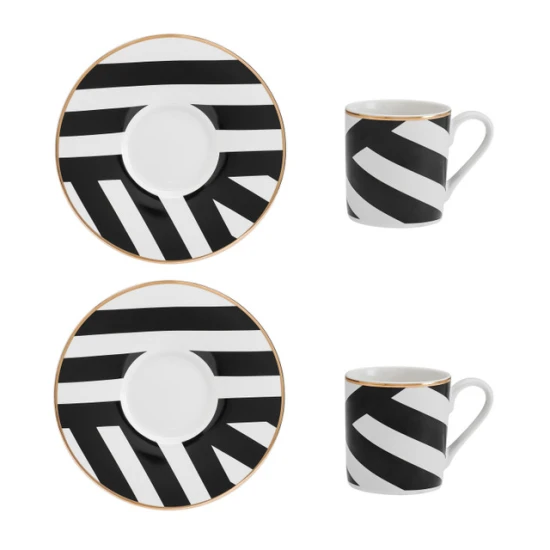 Shop quality Mikasa Luxe Deco China Espresso Cups and Saucers with Geometric Stripe, Set of 2, 100ml in Kenya from vituzote.com Shop in-store or online and get countrywide delivery!