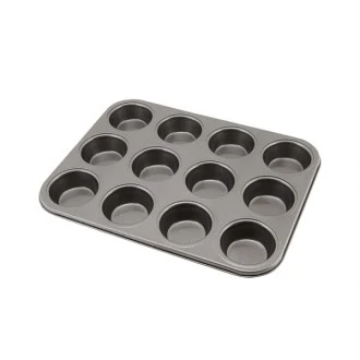 Neville Genware Carbon Steel Non-Stick 12 Cup  Professional Muffin Tray