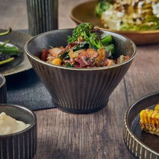 Shop quality Neville Genware Terra Porcelain Black Fluted Conical Bowl 13cm in Kenya from vituzote.com Shop in-store or online and get countrywide delivery!