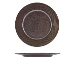 Neville Genware Terra Porcelain Black Fluted Winged Plate, 26cm