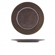 Neville Genware Terra Porcelain Black Fluted Winged Plate, 26cm