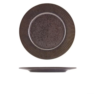 Neville Genware Terra Porcelain Black Fluted Winged Plate, 26cm