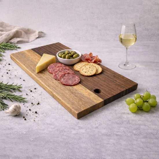 QP Grainline Serving Board - Natural & Chocolate (L: 47cm x W: 24cm)