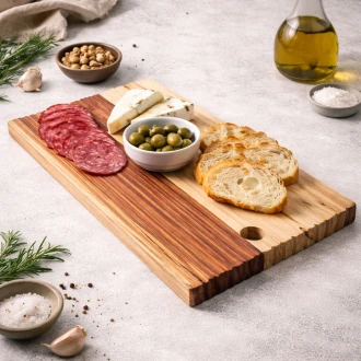 QP Grainline Serving Board - Natural & Chocolate (L: 47cm x D: 24cm)