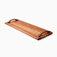 Bongo QP Flowline Signature Charcuterie & Serving Board -  Natural & Chocolate (L: 60cm x W: 22cm)