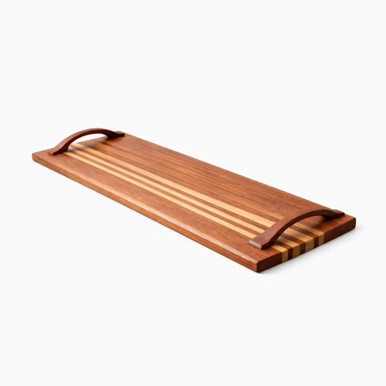 QP Flowline Signature Charcuterie & Serving Board -  Natural & Chocolate (L: 60cm x W: 22cm)