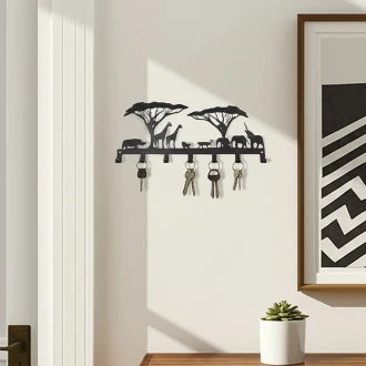 Zuri Savanna Design Wall Hanging Key Holder Rack, Made in Kenya