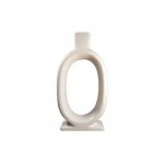 Dunelm Stoneware Taper Candle Holder, White, 19 cm