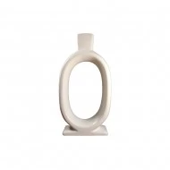 Dunelm Stoneware Taper Candle Holder, White, 19 cm