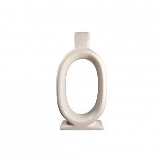 Dunelm Stoneware Taper Candle Holder, White, 19 cm