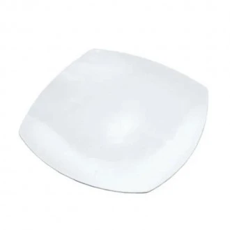 Dunelm Pausa Fine China Square Plate, 18cm Cafe-White