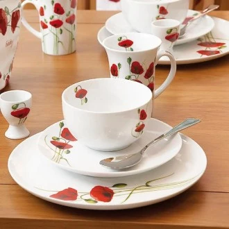 Dunelm Poppy Porcelain Rice Bowl, 13 cm