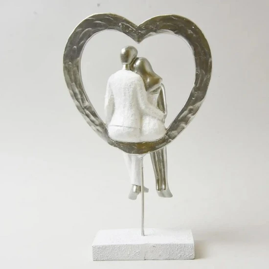 Shop quality Dunelm Couple Sitting in Heart Sculpture, Silver, 25cm in Kenya from vituzote.com Shop in-store or online and get countrywide delivery!