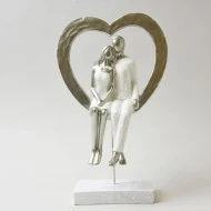 Dunelm Couple Sitting in Heart Sculpture, Silver, 25cm