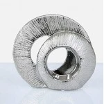 Dunelm Ceramic Textured Circles Sculpture Ornament, Silver, 22 cm