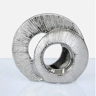 Dunelm Ceramic Textured Circles Sculpture Ornament, Silver, 22 cm