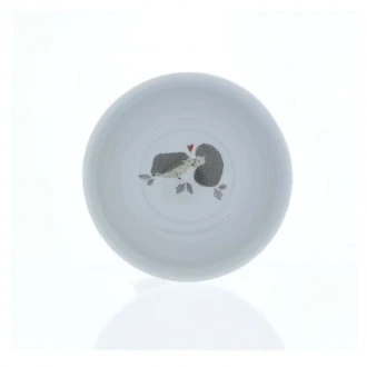 Dunelm Hedgehog Design Porcelain Rice Bowl, 14.5 cm White/ Green