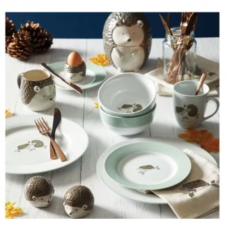 Dunelm Porcelain Hedgehog Dinner Plate, 27cm White/Green