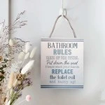 Dunelm Bathroom Rules Hanging Plaque, 12 cm