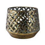 Candlelight Blackened Brass Tealight Holder Cut Out Design 11.5cm