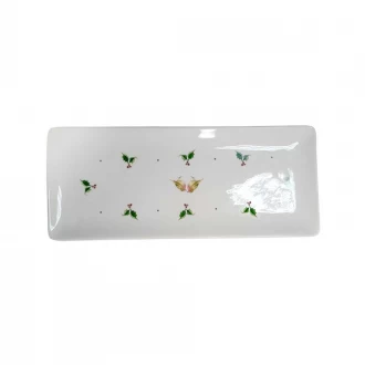Dunelm Robin and Holly Rectangular Platter, 31.6cm 