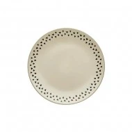 Dunelm Global Stoneware Dinner Plate, Grey/Cream 27cm