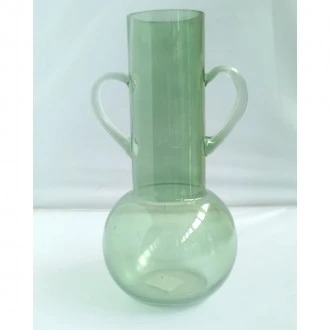 Candlelight Clear Glass Vase With Handles, 30cm
