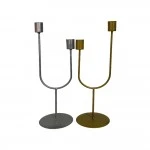 Dunelm Curved Double Candle Holder, Assorted Color-Gold and Silver( Sold Per Piece), 29 cm