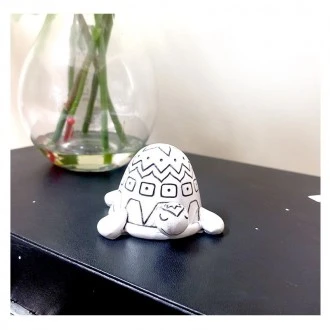 Dunelm Resin Mini White With Dark Detailing Embossed Turtle Ornament, 5cm