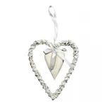 Dunelm Vintage Wicker Hanging Heart with Solid inner heart, White,20x17 cm