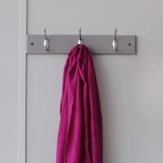 Home Basics 3 Double Hook Wall Mounted Hanging Rack, Grey