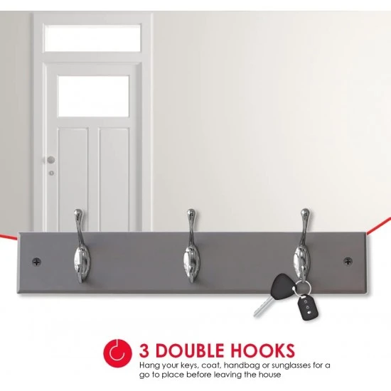 Shop quality Home Basics 3 Double Hook Wall Mounted Hanging Rack, Grey in Kenya from vituzote.com Shop in-store or online and get countrywide delivery!