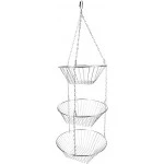 Home Basics 3 Tier Wire Hanging Round Fruit Basket, Chrome Finish