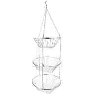 Home Basics 3 Tier Wire Hanging Round Fruit Basket, Chrome Finish