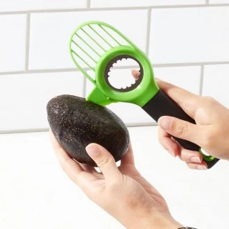 Home Basics 3-in-1 Avocado Slicer, Green