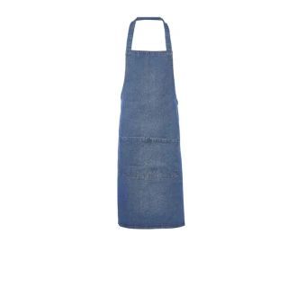 Neville Genware Washed Denim Bib Apron 70 x 90cm (Light Denim)