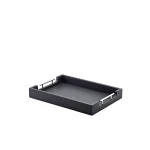 Neville GenWare Solid Black Butlers Tray with Metal Handles 45 x 33cm