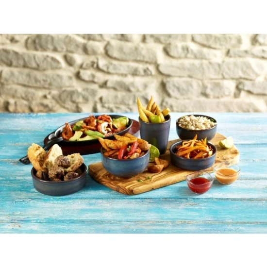Neville Genware Rustic Stoneware Blue Tapas Dish 14.5cm