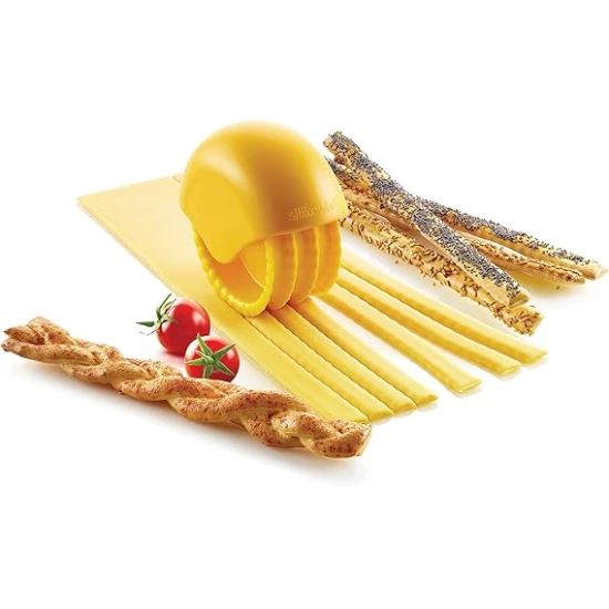 Silikomart Bake'n'Roll, Rolling Pin for Pasta and Snacks, Colour Yellow.