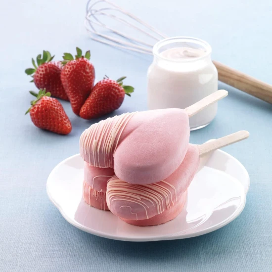 SilikoMart Mini Heart Ice Cream Silicone Mould ( Includes mould, 50 sticks and recipe booklet)