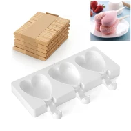 SilikoMart Mini Heart Ice Cream Silicone Mould ( Includes mould, 50 sticks and recipe booklet)