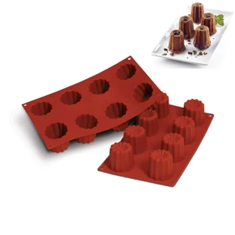 Silikomart  Silicone Mould for MIDI CANNELÈ Monoportions, Non-Stick, 15 Cavities, 