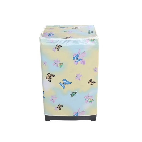 VZ PEVA Top Load Washing Machine Cover, Pastel Ombre & Butterfly Floral, Waterproof Dust Cover with Zipper - 55x58x87cm