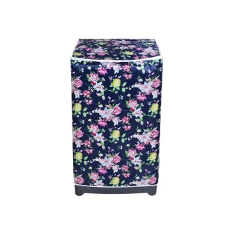 VZ PEVA Top Load Washer Cover, Navy & Pink Rose Floral, Waterproof Dust Cover with Zipper - 55x58x87cm