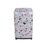PEVA Top Load Washer Cover, White & Butterfly Floral, Waterproof Dust Cover with Zipper - 55x58x87cm